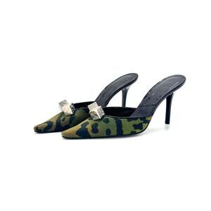 Vintage Dior F/W 2004 John Galliano Gambler Dice Camo Print Pointed Toe Mule 36
